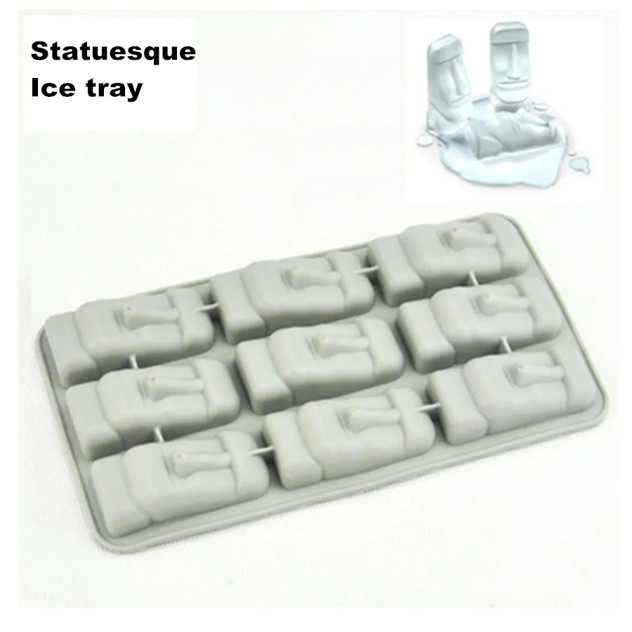 3pcs/Set Ice Cube Tray Mold Makes Ice Mould Novelty Gifts Easter Island Statuesque Ice Tray Summer Drinking Tool Kitchen Tool