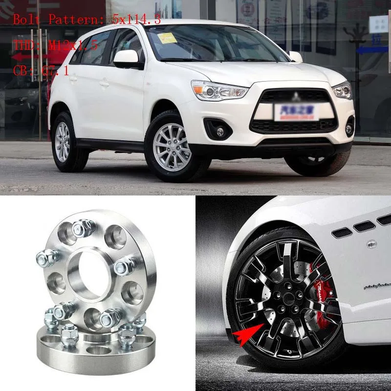 

4pcs 1" Wheel Spacers Adapters 5 Lug 5x4.5"/5x114.3-12x1.5 Studs For Mitsubishi ASX 2011+