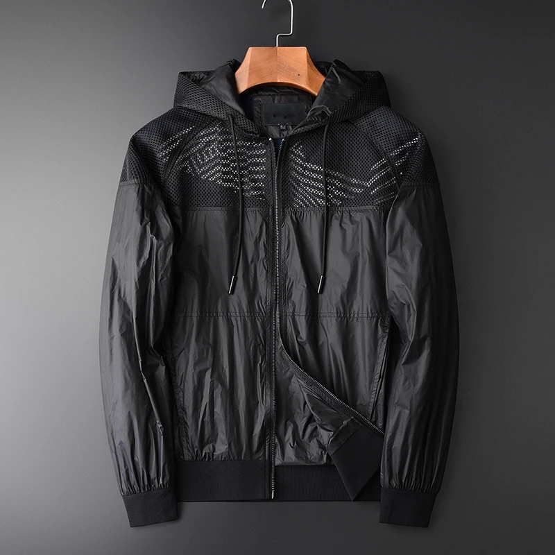 

Minglu Hooded Male Jackets Plus Size 4xl Luxury Inner Printed And Mesh Splice Mens Jackets And Coats Spring Slim Fit Man Jackets