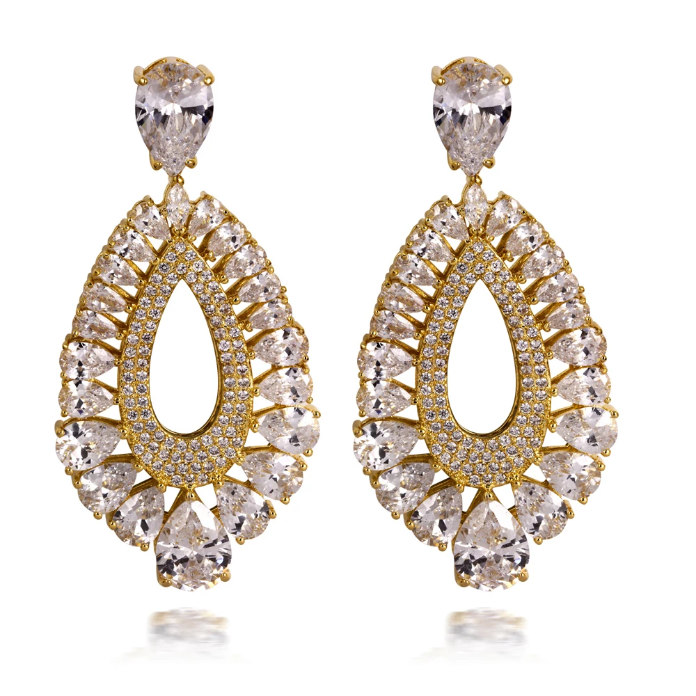 Buy Color Stone Luxury Tear Drop Earrings Setting with