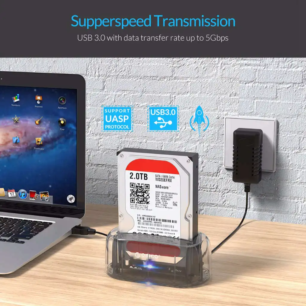 Orico 3 5 дюйма корпус для жесткого диска Usb 0 Гбит/с Sata Hdd Чехол прозрачный док станция