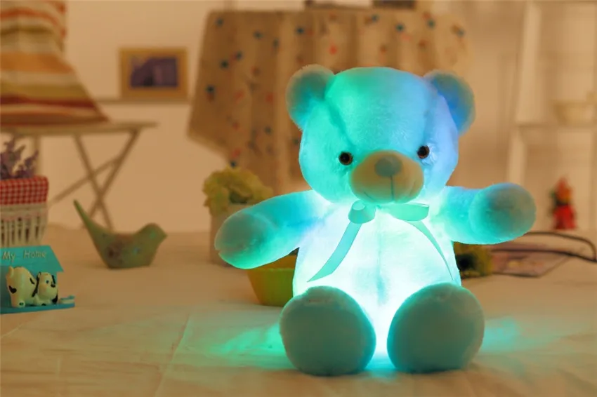 Большой красочный светящиеся Teddy Bear светящиеся плюшевые игрушки Kawaii свет светодио дный мишка мягкие игрушки куклы для детей