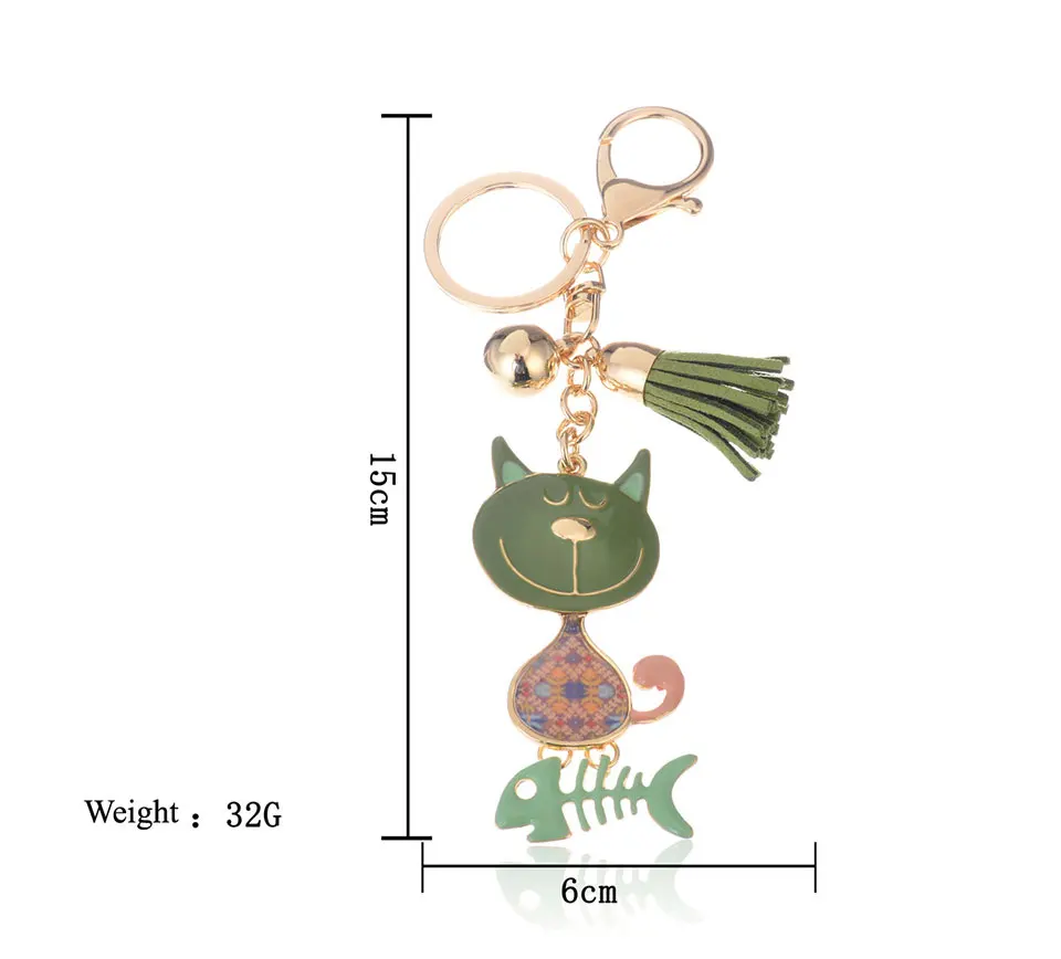 Брелок с кошкой, подвеска, брелок для девочек, сплав, эмаль, ПЭТ, рыбья кость, Женские аксессуары, модные ювелирные изделия в виде животных, новинка