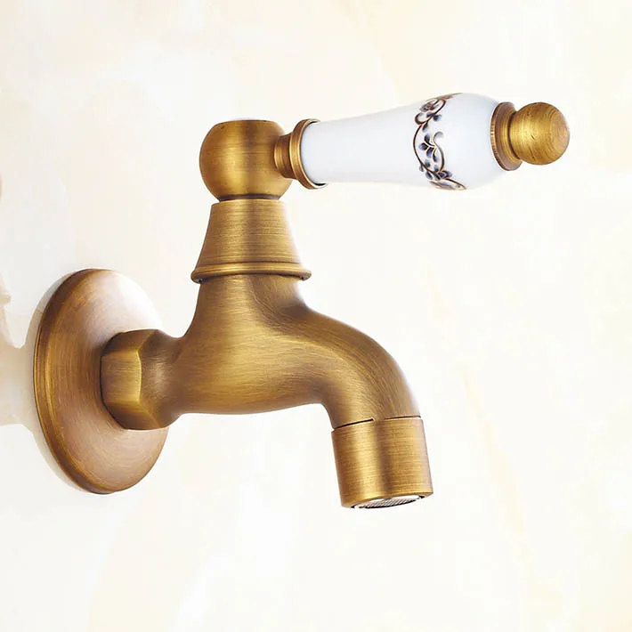 Antique Brass ceramic Handle Bathroom Laundry Washing Machine Faucet