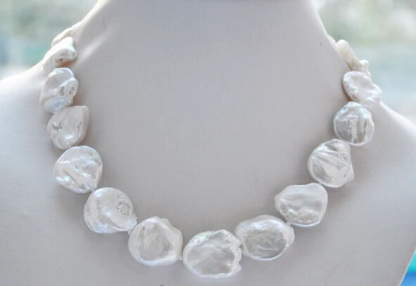 

free shupping 08151 Big 17.5" 22mm white KESHI REBORN PEARL NECKLACE (A0513)