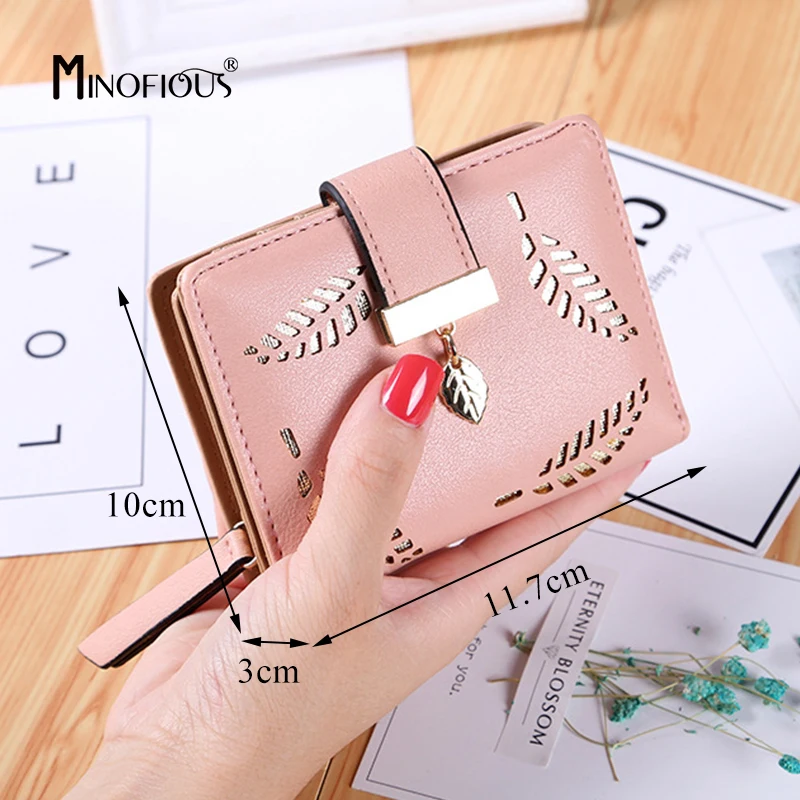 Женский кошелек MINOFIOUS однотонный из искусственной кожи женские короткие
