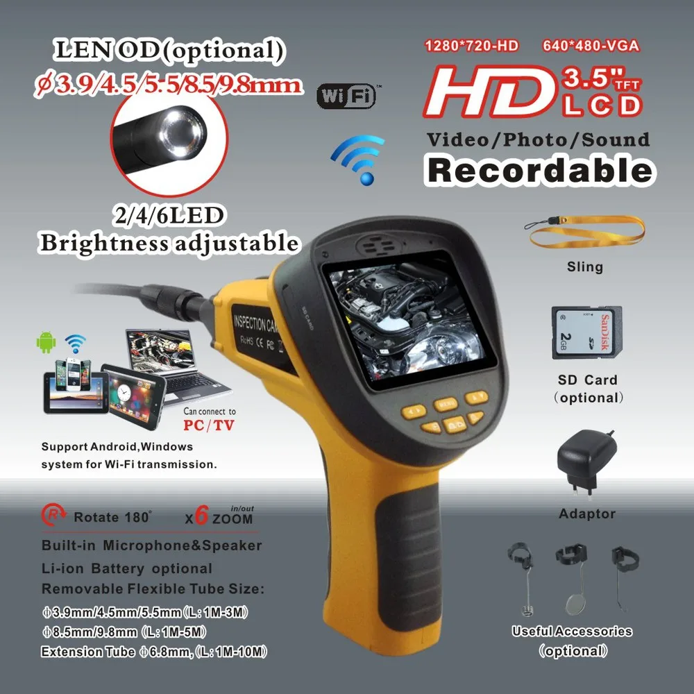 99H Portable Video Borescope,CMOS endoscope camera,CCTV camerain