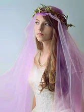 5 Meters Wedding Picture Bridal Long 3M 5M Violet Purple Soft Mesh Tulle Lace Veil Women Bride Veils 300CM 500CM Without Comb