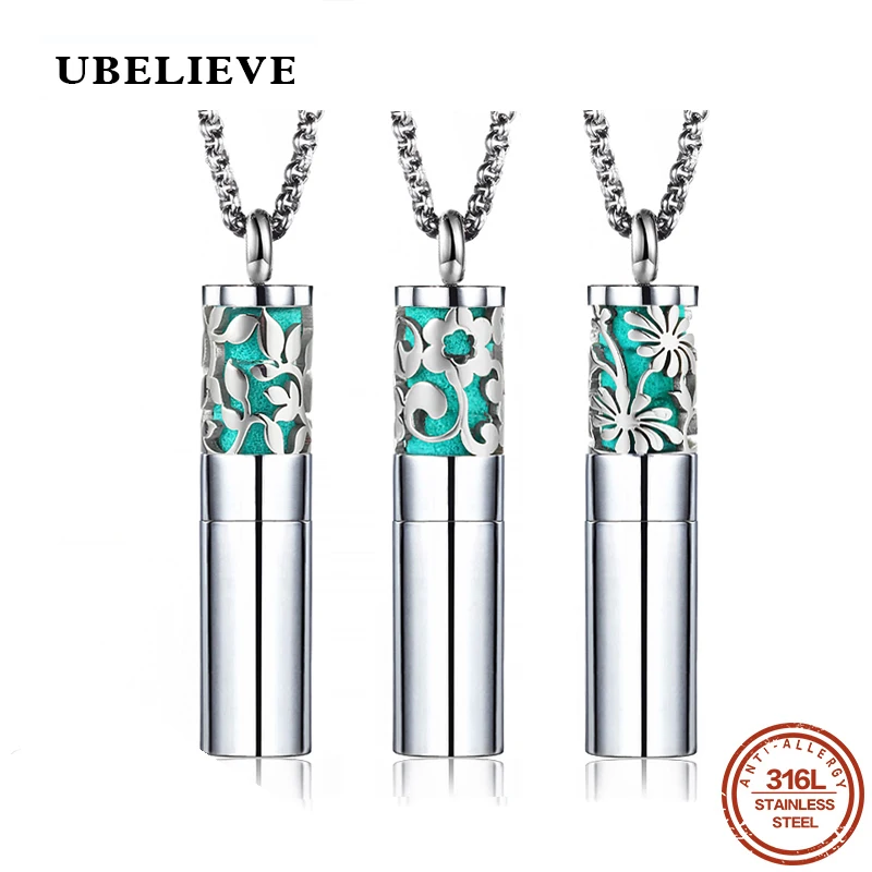 

Ubelieve Vintage Lockets Pendant Perfume Essential Oil Aromatherapy Locket Necklace Stainless Steel Pendants With Pads