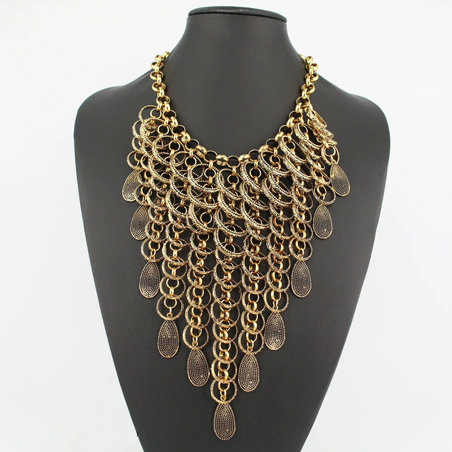JIANXI Vintage necklace bohemian trendy long chain tassel statement