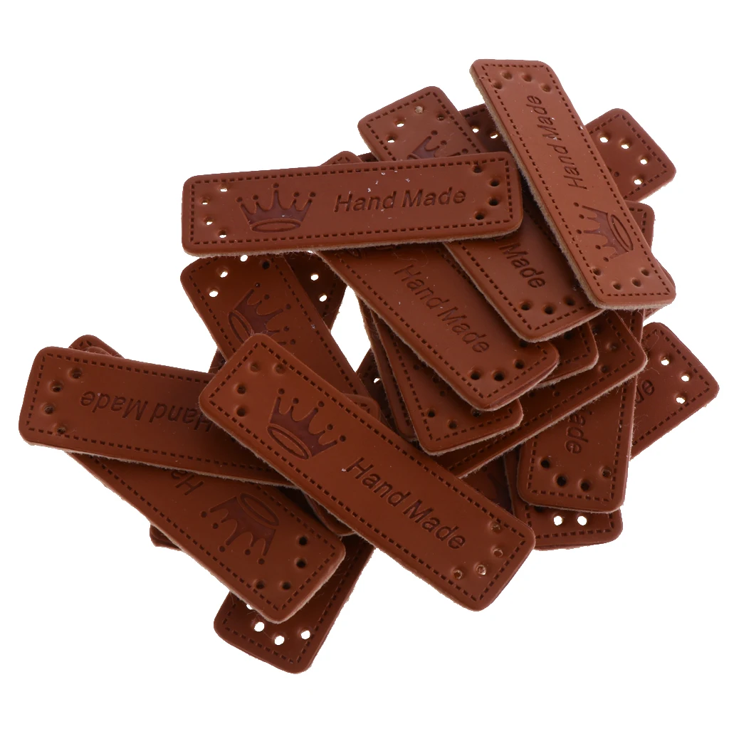  60Pcs Wholesale Handmade PU Leather Labels For Clothes Garment Labels Jeans Bags Shoes Craft DIY  Sewing Accessories Hand Tool