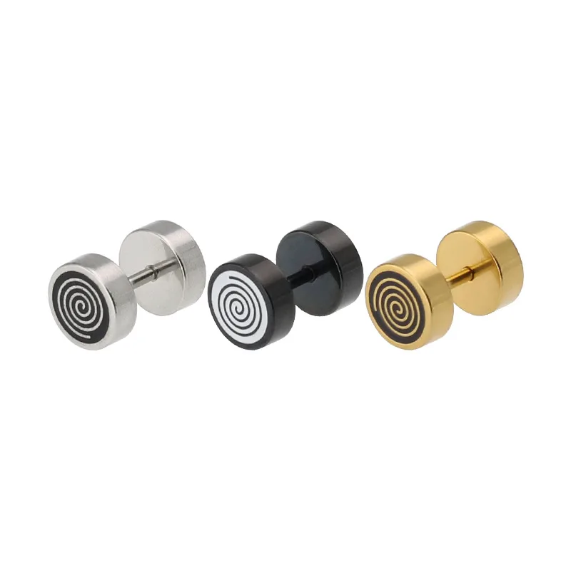 New Listing Bilateral Epoxy Corrugated Wave Rotary Barbell Dumbbell Earrings Fashion Avant-garde Ripple Rotation | Украшения и