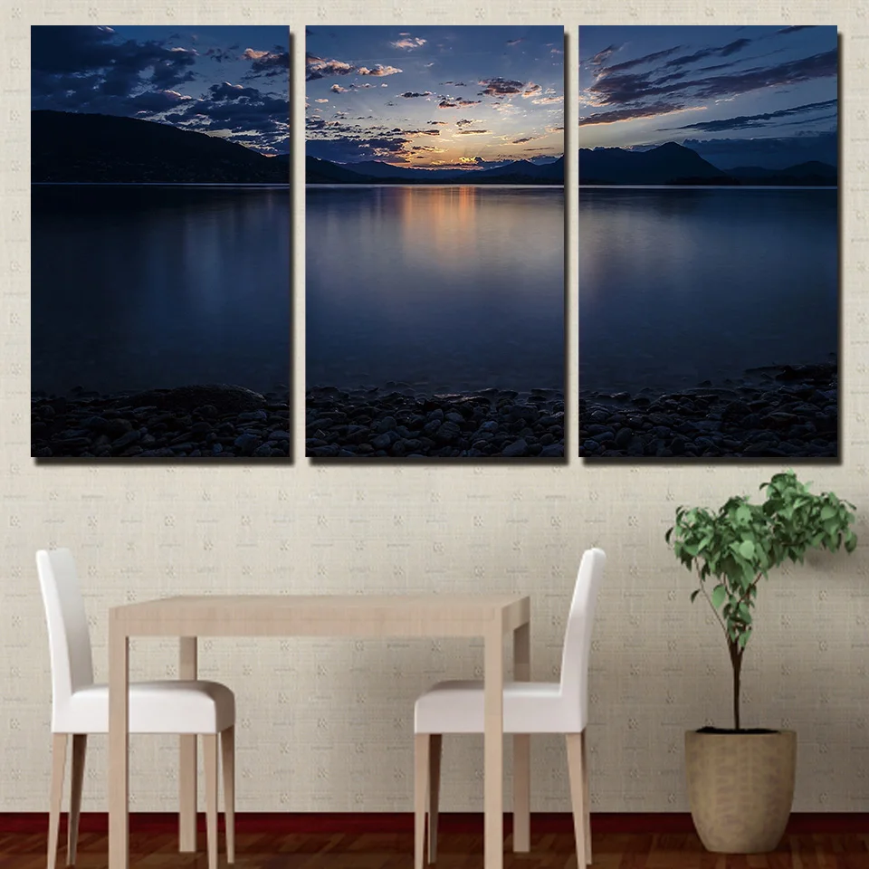 

3 Piece Canvas Art Sunrise Lake Stone Home Decoration Wall Art Painting Canvas Prints Pictures for Living Room Poster