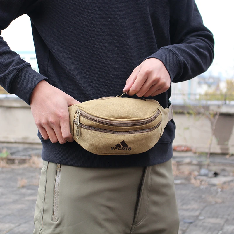 

Men Women Outdoor Canvas Waist Pack Running Bag for Sports Fashionable Walking Jogging Bags Pocket Shoulder Pouch Belt Bag
