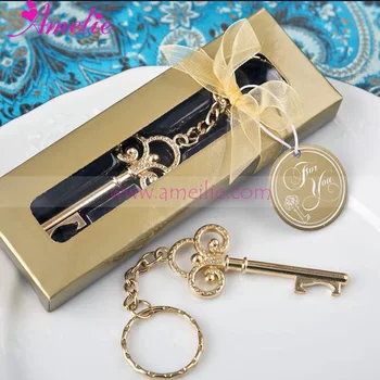 

24pcs Lot Key To My Heart Collection Gold Metal Key Chain Wedding Present And Gifts Keychain for Guests Valentines Gifts