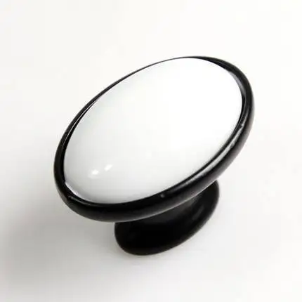 

38mm Classic Black & White Oval Ceramic Drawer Pull Knob Cabinet Cupboard Door Handle Knob