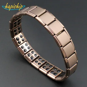 

Hapiship 2017 New 13mm Width Style Fashion Jewelry 80 Germanium Coffee Titanium Energy Bracelet 316L Power Bangle For Man Women