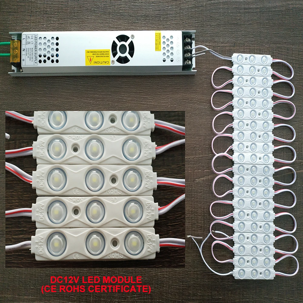 LED Modules Rohs 20PCS/LOT 12V Waterproof IP65 1.5W 3leds/pcs LED Module Lighting For Sign Advertisement Signboard Backlight