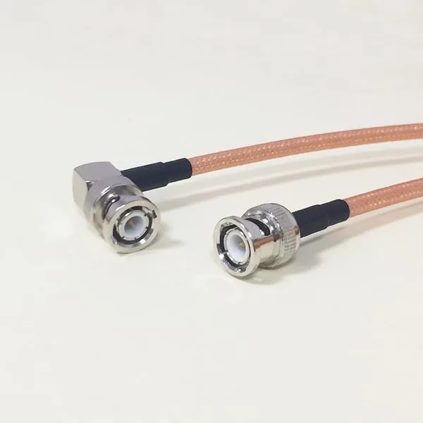 High quality low-attenuation BNC Male Switch BNC Right Angle Male Plug RA pigtail cable RG142 50CM 20