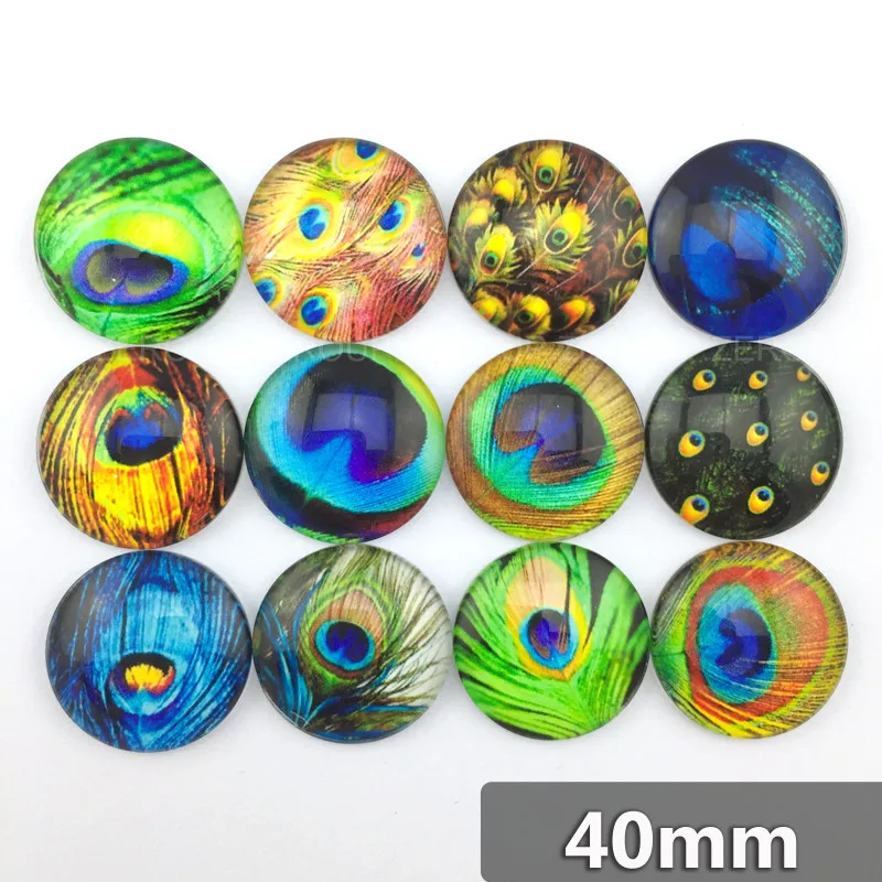 ZEROUP 40mm round glass cabochon pictures mixed pattern fit cameo base setting for flat back jewelry 5pcs/lot TP-154-R | Украшения и