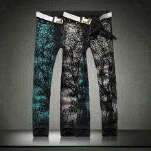 Cool Mens Painted Jeans 100 Cotton Clubwear Personality fashion Jeans Men Straight Mens Denim Trousers Mens