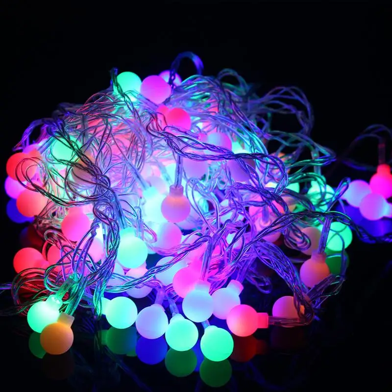 10 м 100 светодиодный шар-шар, сказочный светодиодный светильник-гирлянда, многоцветные вечерние лампы на свадьбу, Рождество, праздник, сад, открытый декор, 220 В, ЕС