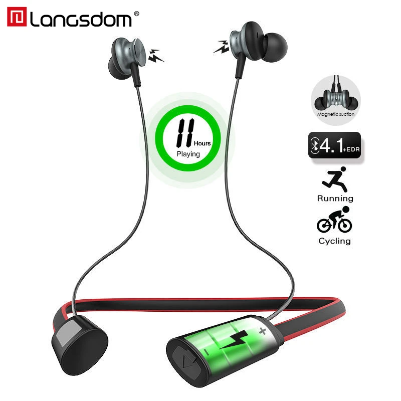 

Langsdom Neckband Bluetooth Earphone Wireless Headphones With Mic IPX4 Waterproof Sports Wireless Earphones Headphone Earbuds