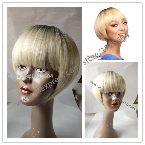 New Celebrity Bob Hairstyle Short Ombre Hair Wigs Black Roots