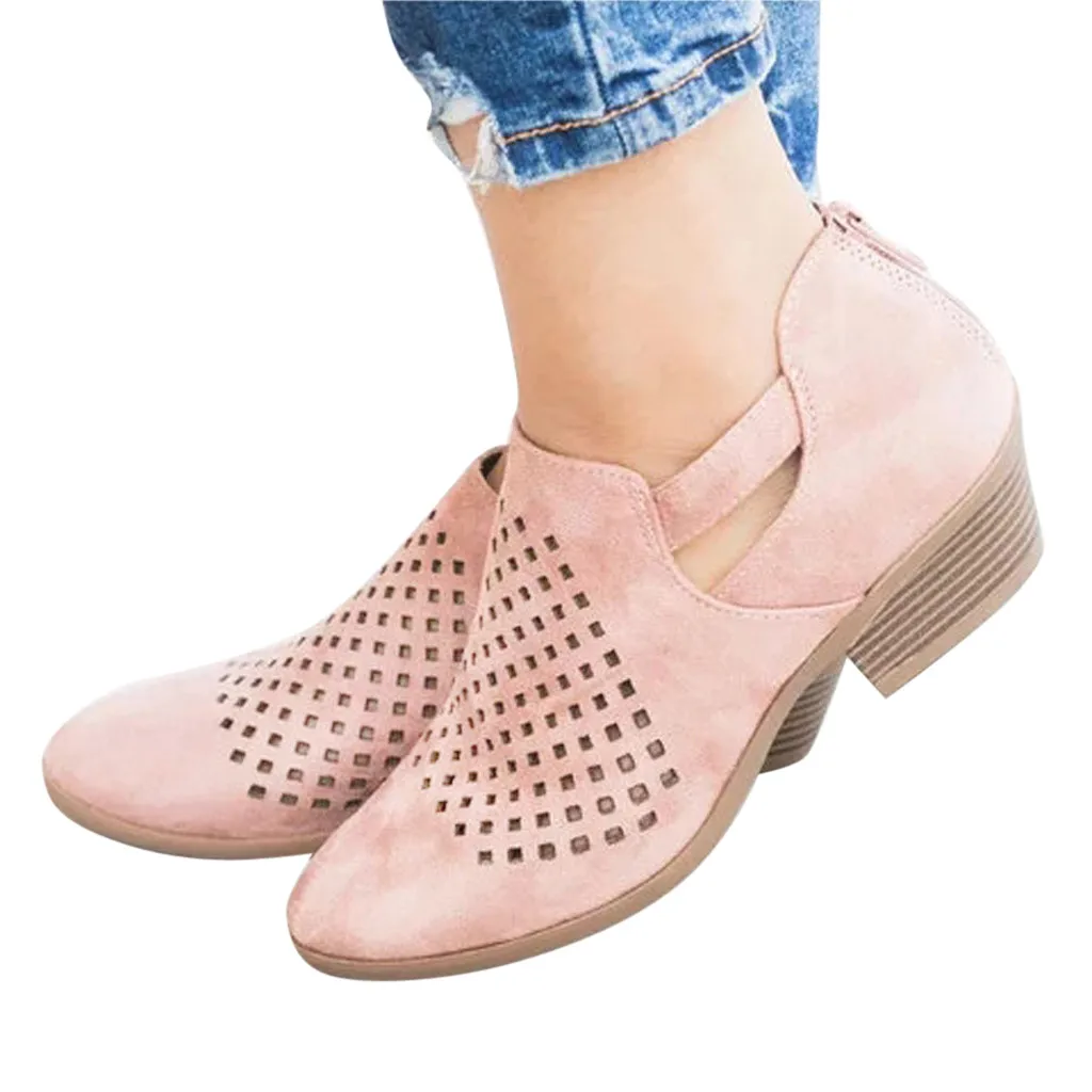 

Women Ladies Spring Shoes Fashion Ankle Hollow Out Leather Shoes Short Boots Casual Ladies Footwear European Botas Mujer New