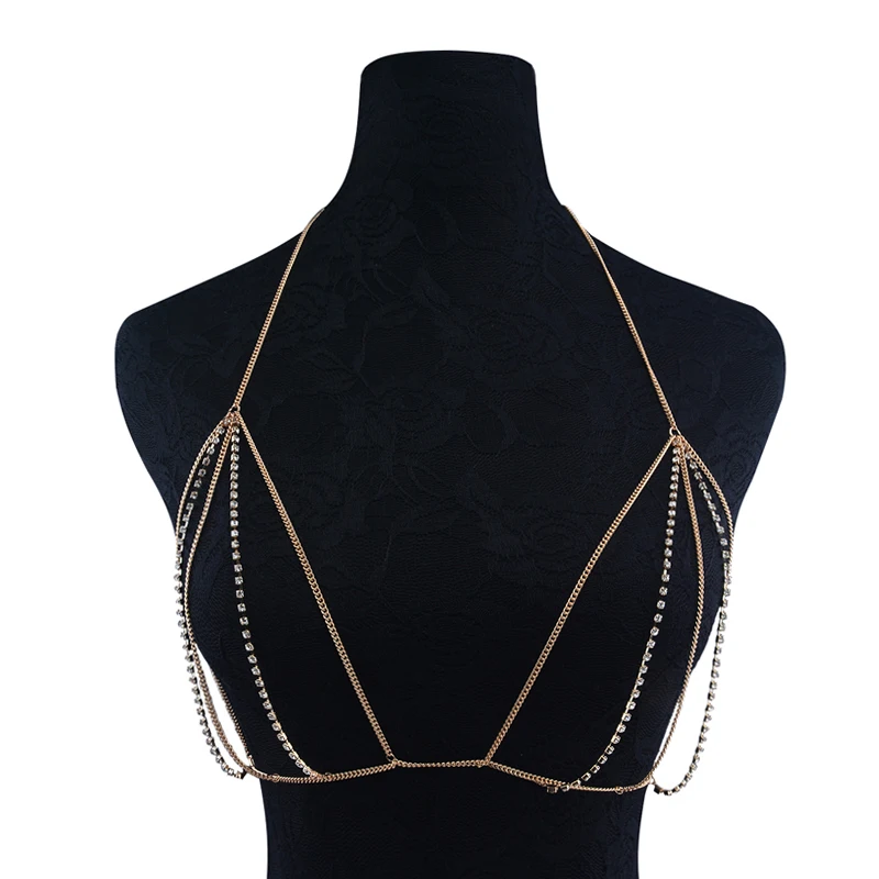 

Trendy Summer Crystal Body Chest Chain Fashion Simple Beach/Party/Club Necklace Chain for Women Sexy Accessories