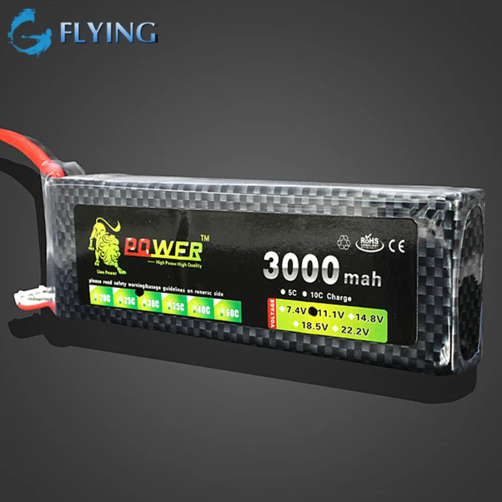 

Lithium-ion Power 11.1V 3000MAH 30C MAX 40C Lipo Battery XT60 Plug