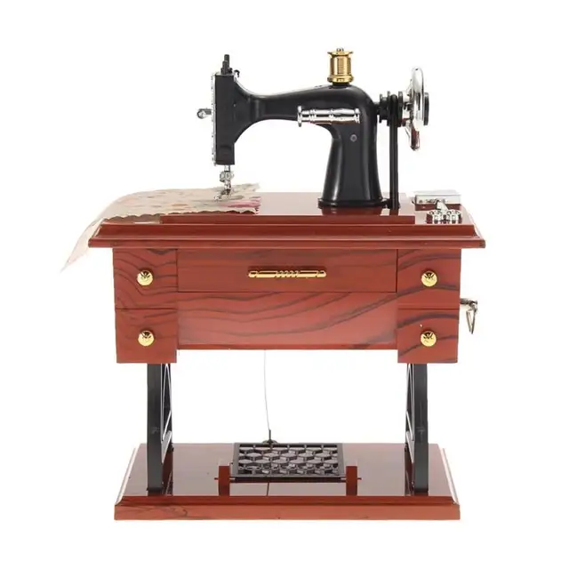 Buy Sewing Machine Design Wood Music Box Retro