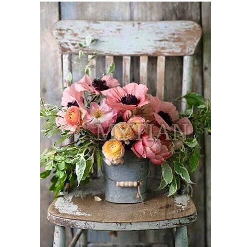 

A potted flower on the chair full square/round Embroidery Pattern diamond 5D DIY paintings 3D Cross stitch crystal mosaic decor