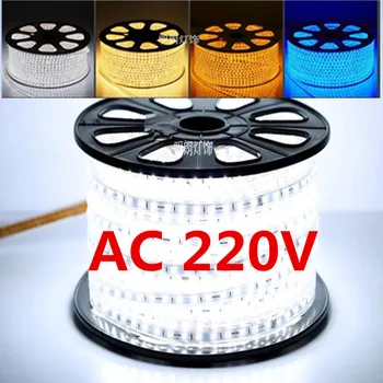 

LED Strip 5050 Waterproof 220V IP67 High Voltage 230V LED Flexible Strip Power Plug 60leds/m White LAMP DHL Free Shipping
