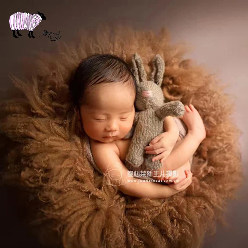 Новорожденный фотографии шерстяного меха Одеяло реквизит для фотосессии Studio овечьем меху Одеяло Infant bebe fotografia аксессуары