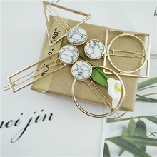 Designers unique marble geometric modelling clip hairpin Fashion ladies fashion gift card Send free europe rising fashion designers