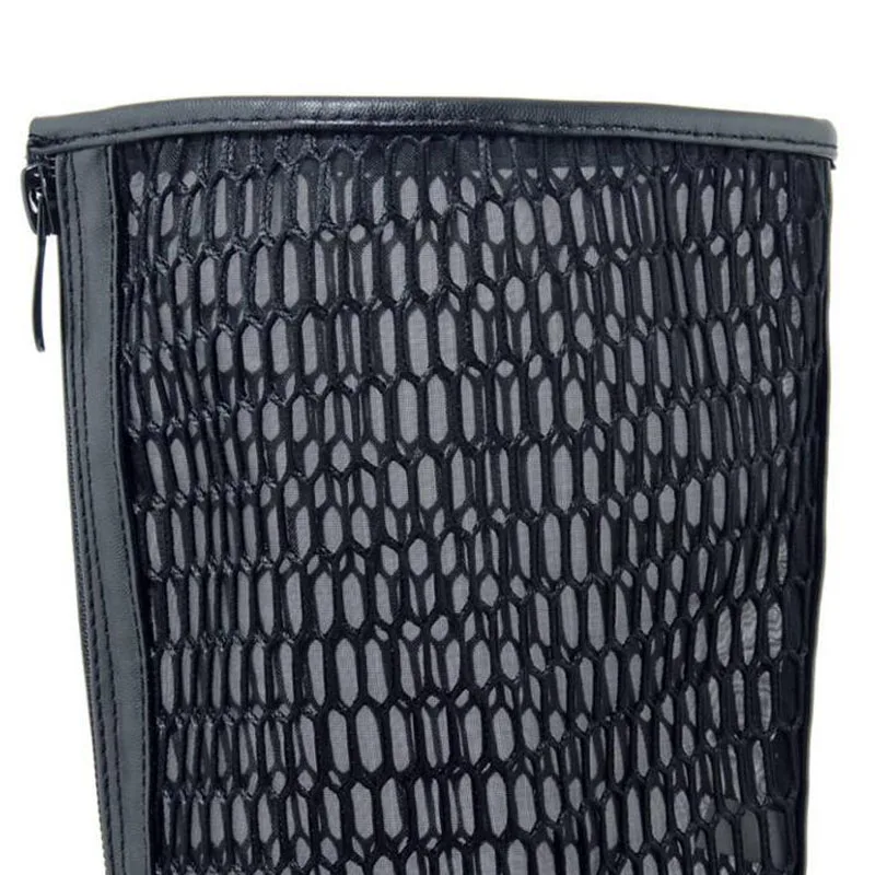 Size 34-46 New Fashion Women Knee High Boots Square heel Zipper Sexy Lace Mesh Boots Summer Cool Boots Breathable Women's Shoes