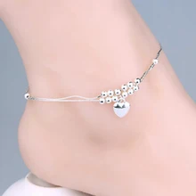 Модное серебристое-покрытый слоем металла ножной браслет Корейская мода ювелирные изделия Женщины Любовь Сердце посеребренное красавица браслет двойные ноги ножной браслет ювелирные изделия