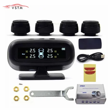 

Solar TPMS Car Tire Pressure Alarm Monitor System Display Temperature Warning Fuel Save with 4 Sensors
