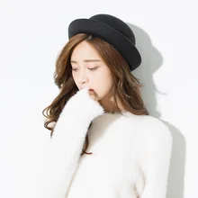 

Spring and summer women tide woolen British cap Wild dome curl retro fedora hat
