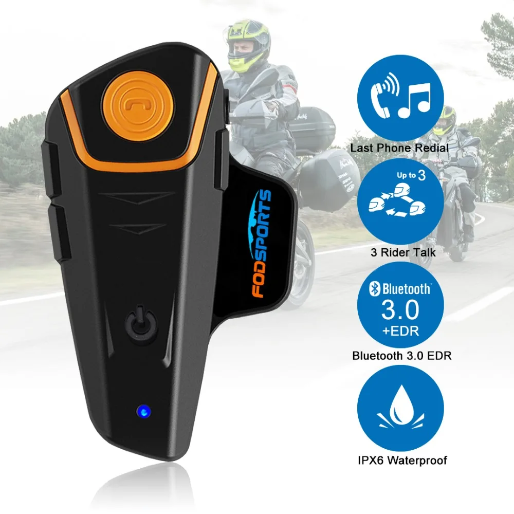2 шт. Fodsport BT-S2 Pro Bluetooth Мотоциклетный домофон FM мотоциклетный BT беспроводной водонепроницаемый переговорный Мото шлем гарнитура