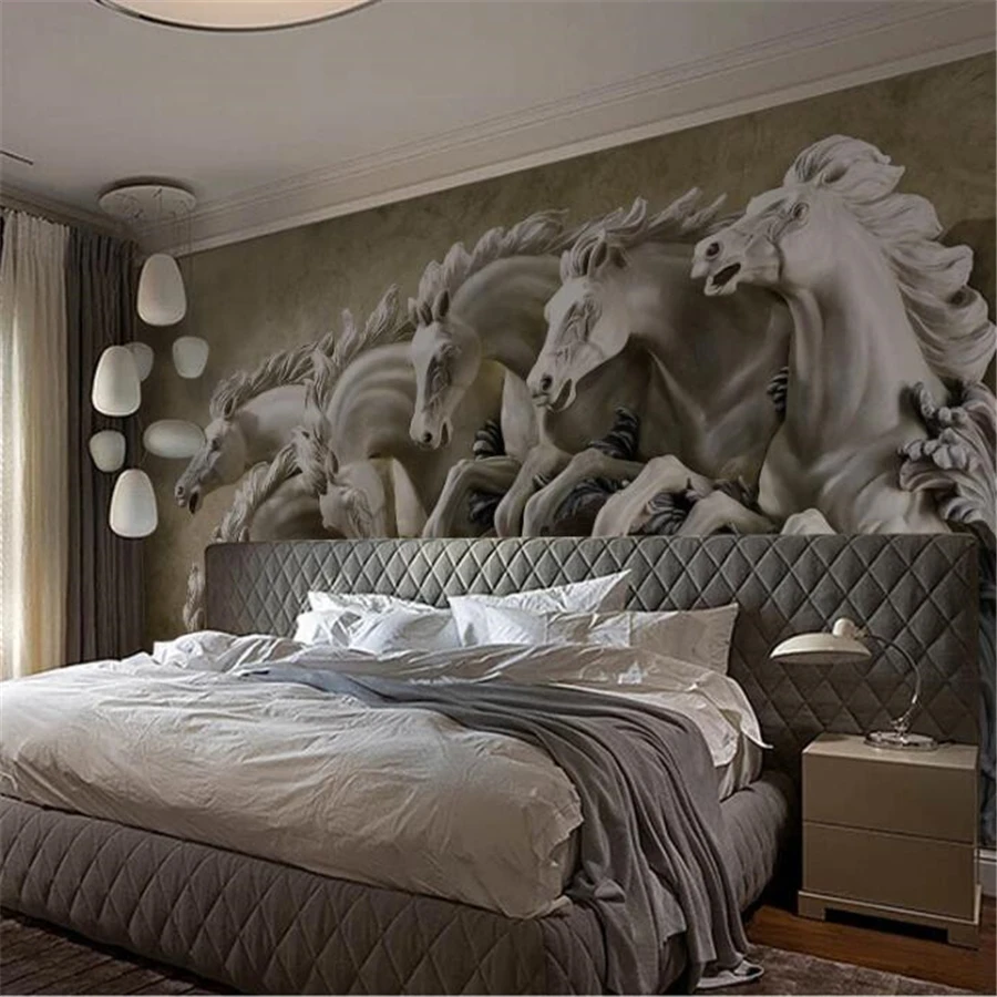 Пользовательские обои 3D Фреска papier peint гостиная muse стиль восемь лошадей водопад китайская живопись ТВ фон настенная бумага