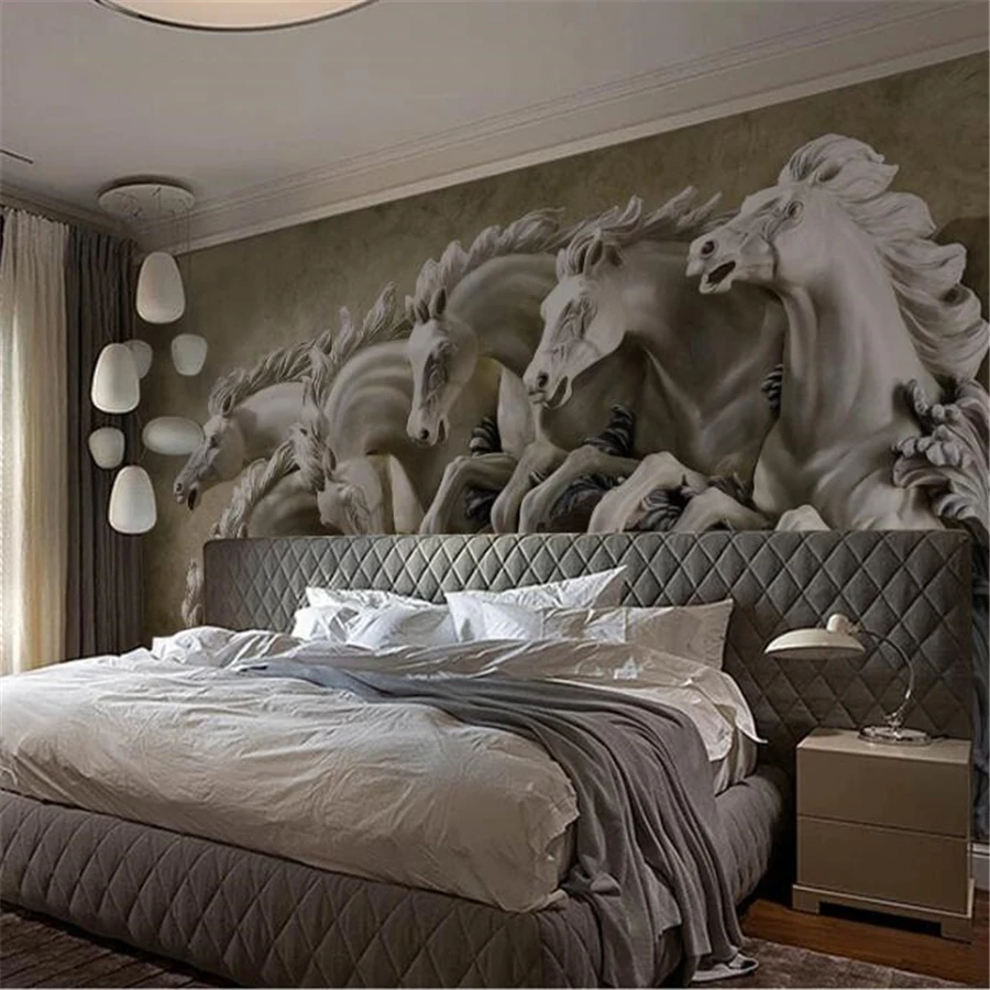 

Custom wallpaper horse 3d photo mural stereo horse embossed background wall painting living room bedroom wallpaper papier peint