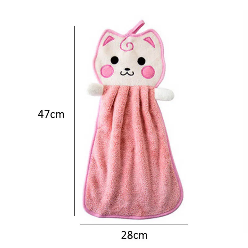 Hand Face Wipe Towel Hand Towel Bathroom Accessories Soft Cute Cartoon Washcloths Handkerchief Terylene Dishcloths - Цвет: pink cat