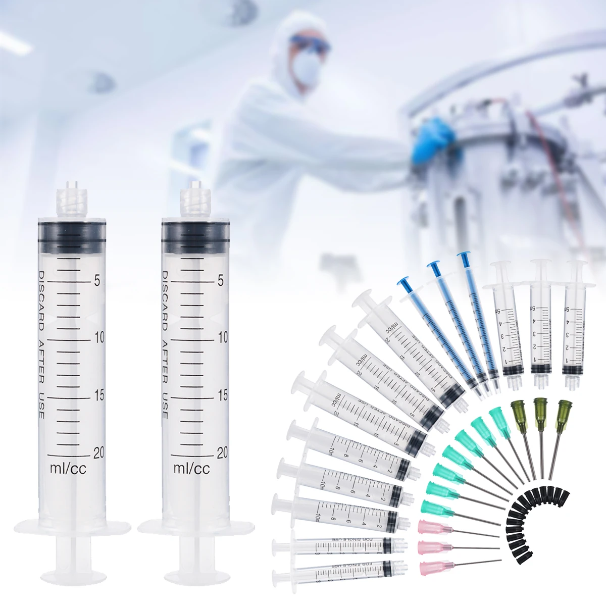 New 15 Pack Blunt Tip Syringes 20ml 10ml 5ml 3ml 1ml + Needles Kit Plastic Transparent Syringe for Oil or Glue Applicator