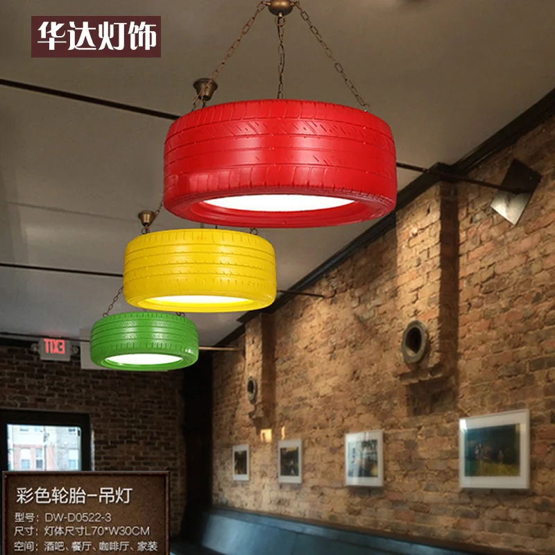 

American loft industrial personality LED color tire Cafe Restaurant retro bar table decoration
