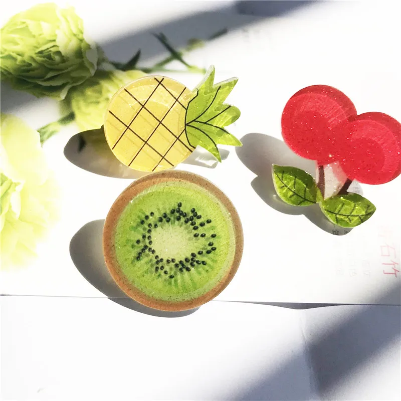 

Fashion 3 pcs Fruit Simulation Acrylic Brooch Set Badges Pineapple Cherry Kiwi Jeans Backpack Hat Pant Decoration Pins