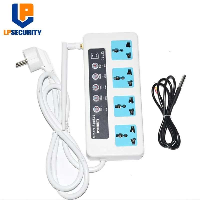 SC4 GSM SMS Wireless 4 Outlets Smart Switch Power Plug socket module controller y temperature sensor optional 10A