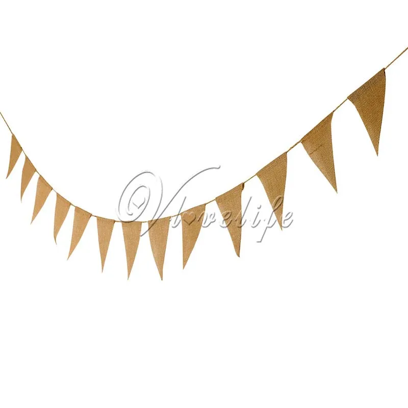 New Vintage Jute Hessian Burlap Bunting Banner Wedding Party