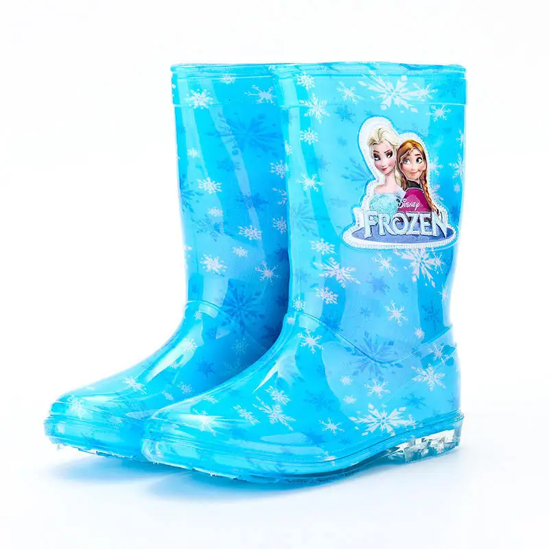 Дисней Принцесса Замороженные дети резиновые сапоги обувь мультфильм мужчины и женщины ПВХ Девушки водонепроницаемая обувь Размер 26-31 - Цвет: A